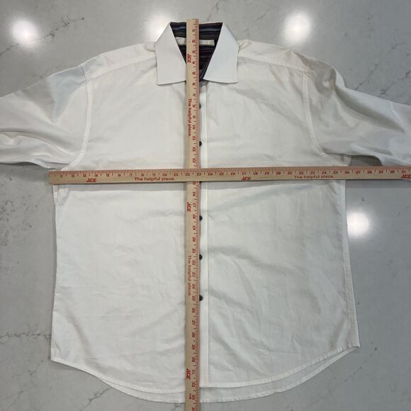 Robert Graham XXL White LS Casual Button Up Shirt Striped Flip Cuff Embroidered - Picture 7 of 12